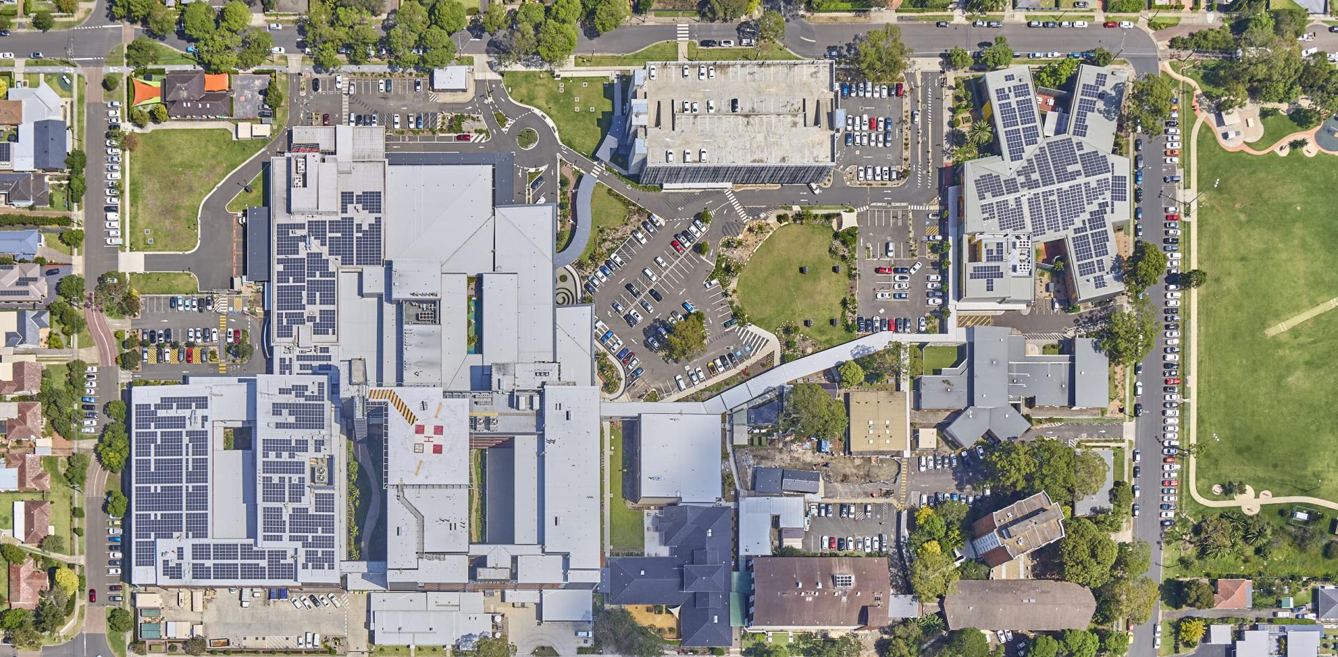 Hornsby Ku-ring-gai Hospital birds eye view